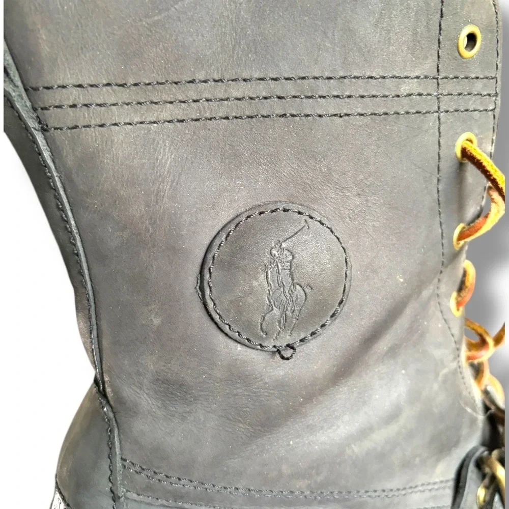 Vintage Polo‎ Ralph Lauren Men Ranger Lace Up Buckle Boots Brown Leather 15D